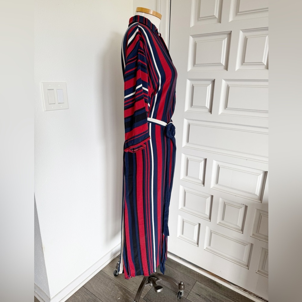 Zara Basic Multicolor Striped Long Maxi Shirt Dre… - image 3